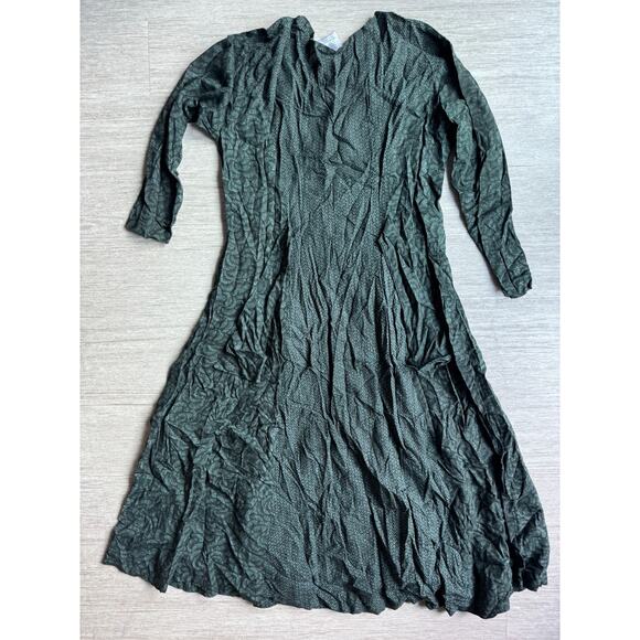 Endless Knot Art Green Rayon Boho Maxi Dress Long Sleeve Back Tie One Size - Picture 3 of 7